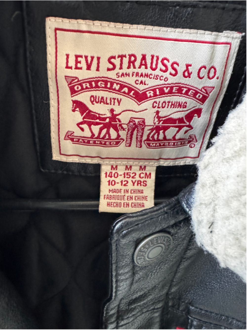 Levi's Faux Leather Jacket Black Big Boys Size M (10/12) - Picture 6 of 6